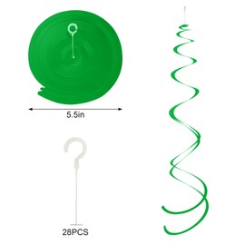 Colorful Ceiling Swirl Foil Decorations Hanging Plastic Streamer Themed Swirl Party for Christmas Carnival Celebration, Pack of 28 (Red, Green and Gold)