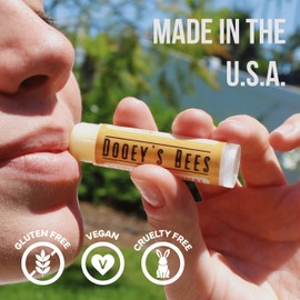 Dooey's Bees All Natural Handmade Beeswax Based 4 Ingredient Lip Balm, Peppermint 4 Count