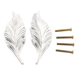 Mgoodoo 1pair Leaf Handles Knob Zinc Alloy for Cabinet,Kitchen,Door,Drawers,Bookcases,4.13in Silver Color