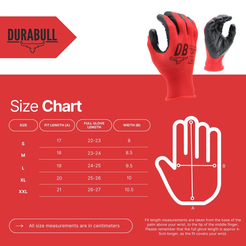 Durabull Work Gloves - 12 Pairs. Protective Safety Gloves For