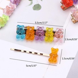 caralin Candy Color Cartoon Panda Bear Hair Clips Mixed Gummy Bear Barrette Candy Hairpins Hair Accss for Family Gathering, As Pic Shows