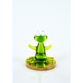 Green Frog Mini Miniature Glass Figurine – Little Green Frog Glass Figurine k-7 Display Case Display Case
