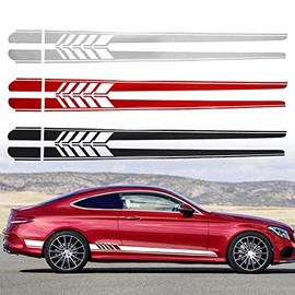 Car Van Side Stripes Vinyl Graphic Universal Racing Sticker Decals For Universal Mercedes AMG Side Skirt Car Sticker 2pcs Set Decorative Racing Black