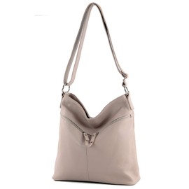 modamoda de T196 Women's Leather Shoulder Bag Handmade in Italy, Pink beige