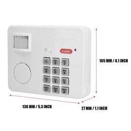 Motion Sensor Alarm, Wireless PIR Security Keypad Emergency Siren, Password Home Security Keypad Remote Infrared Detectors, for Front Door, Back Door, Garage, Shed Outbuildings