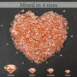 Hicarer 7000 Pieces Diamond Decorations Bling Bling Diamond Vase Filler Acrylic Gem Table Scatter Crystals in Four Sizes Table Decorations for Wedding Birthday Party Bridal Shower(Rose Gold)