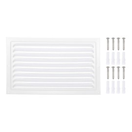 PATIKIL 8x12" Attic Vent Soffit Vent, Aluminum Alloy Rectangular Floor HVAC Air Vent Covers Metal Return Grille Louver with Screen Mesh and Screw for Wall Ceiling Attic Doors Home