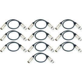 Adam Hall Cables K3MMF0050BLK Microphone Cable XLR Female to XLR Male DMX Audio Cable 3-Pin (0.5 m, Black, 10) Pack of 10