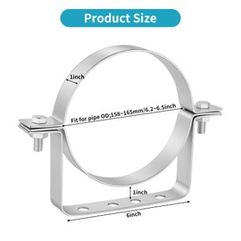 Mineye 2Pcs 6 inch Adjustable Vent Wall Strap, Heavy Duty Stainless Steel Chimney Pipe Support Bracket, B Vent Wall Bracket, Round Split Ring Vent Pipe Strap