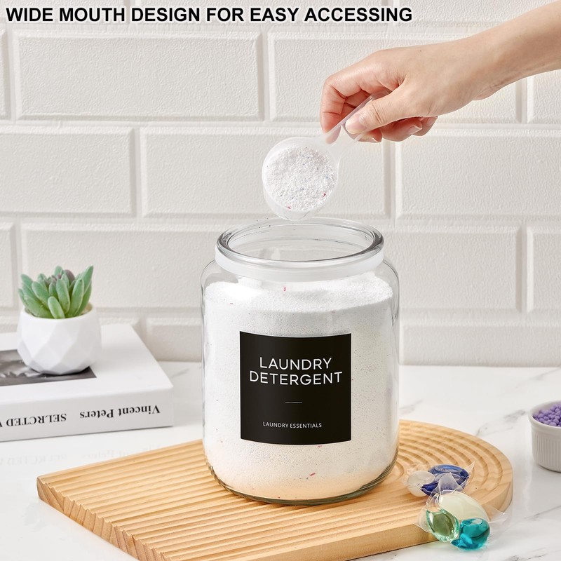 Glass Jars Laundry Containers with Lid, 0.5 Gallon Laundry Organization