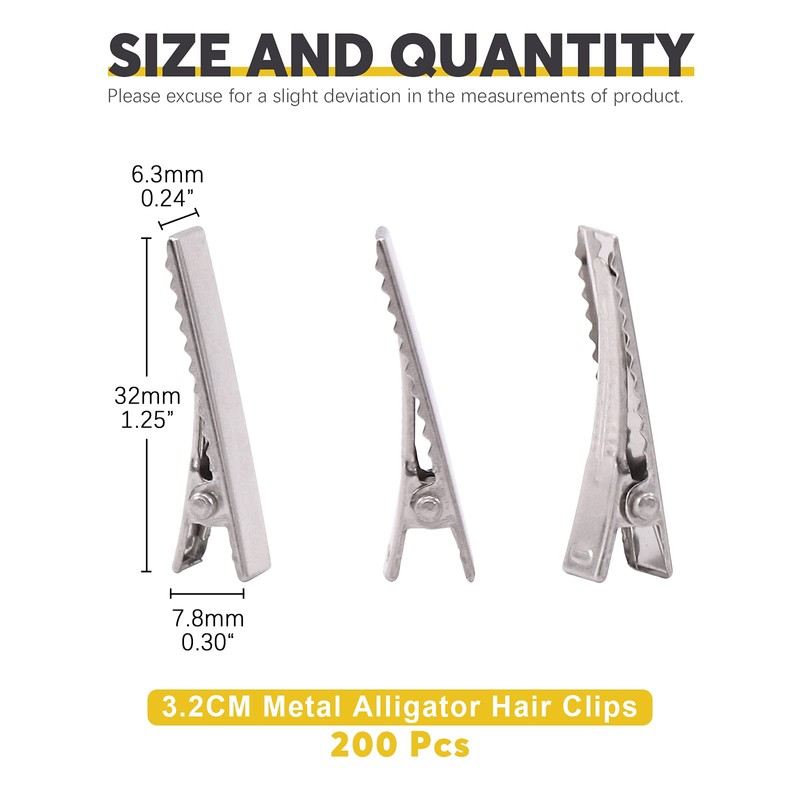Mardatt - 200 pinzas para el pelo de cocodrilo de