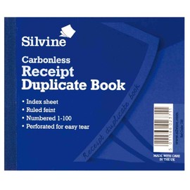 Pack of 3 - Silvine Duplicate Receipt Book (720) Carbonless Numbered 1-100 - 100 Pages 50 Sheets Per Book
