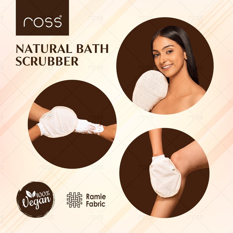 Ross Natural Ramie Bath Glove Scrubber Exfoliator for High Lather