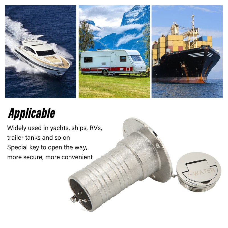 Marine Boat Deck Filler with Keyless Cap Stainless Steel Mirror