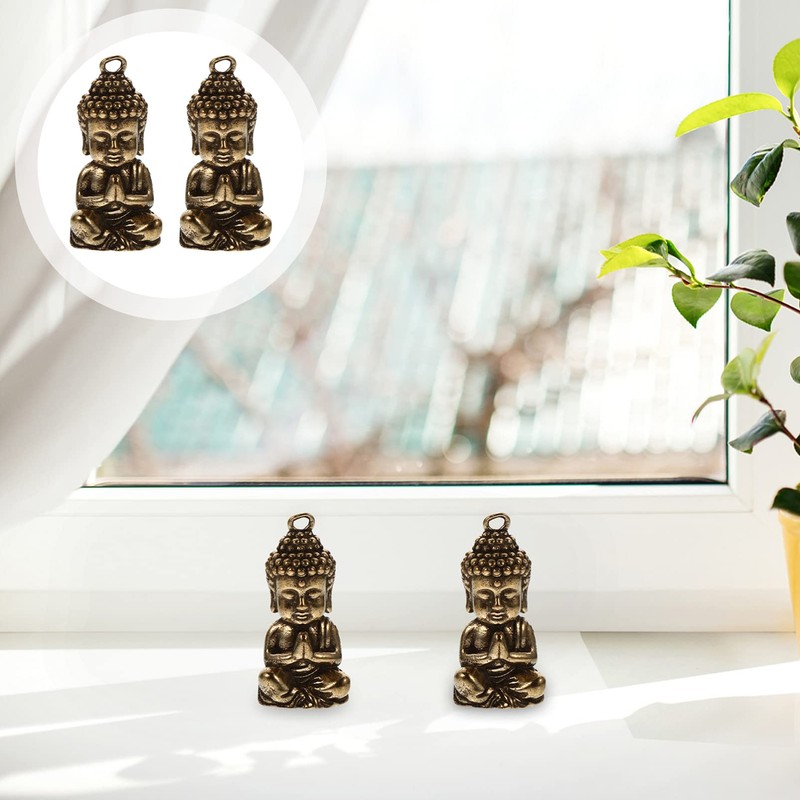 ledmomo Mini Buddha Statue Figurine, 2 Pieces Brass Figurine, Shakyamuni