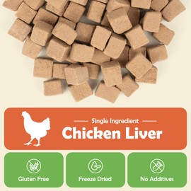 MON2SUN Freeze Dried Chicken Liver Cat and Dog Treats, Single Ingredient Natural and Healthy Dog Snacks, High Protein Training Treats & Food Topper, 6oz