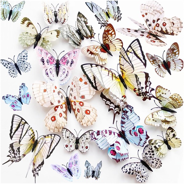 24PCS 3D Butterfly Wall Sticker Decor,3D Butterflies Stickers for Party