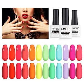 AIMEILI- Juego de 12 esmaltes de uñas en gel de 8 ml - Kit Set 26                                                                                     