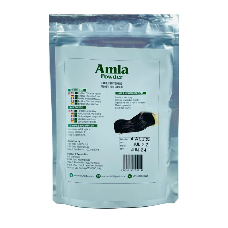 SVATV Amla-Pulver (Emblica Officinalis) | Indisches Stachelbeeren-Pulver | Haarpflege |