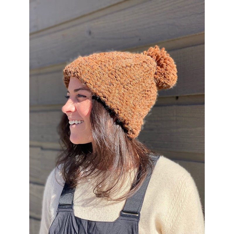 Funky Junque Chunky Knit Pom Hat: Chunky Knit - Clay