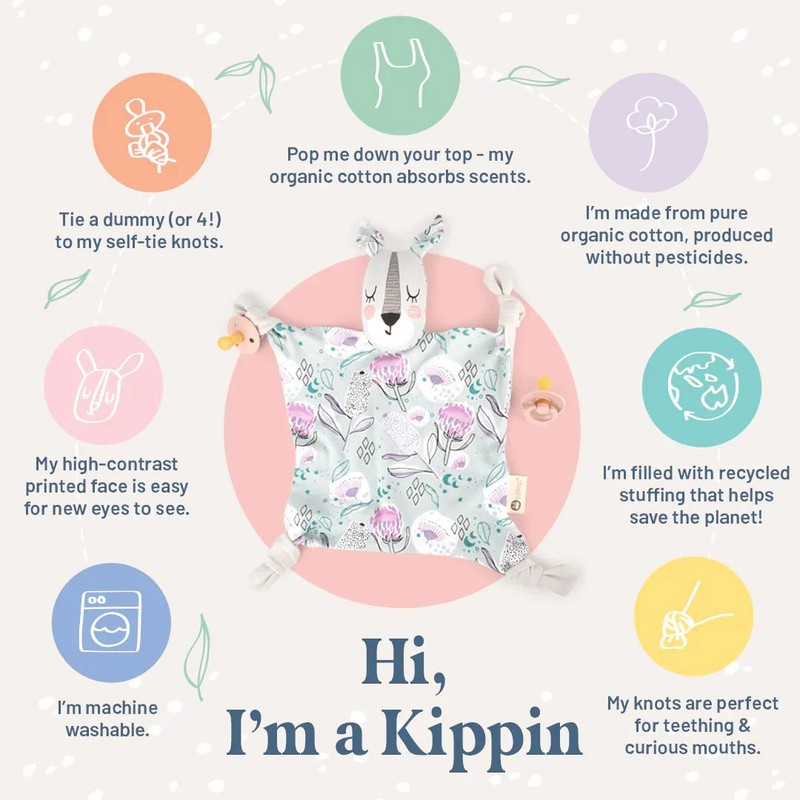 Kippins Organic Cotton Cuddle Blankie Comforter, Wolfie the Wolf