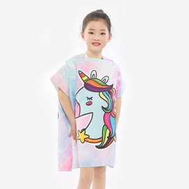 Kids Beach Poncho Hooded Bath Towel - Baby Cartoon Bathrobe & Beach Cape (Large Size) 60*120cm/Pony Mount 4ea