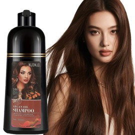 Dark Brown Hair Dye Shampoo, 3 in 1 Argan Oil Hair Color Shampoo for Women Men, Long-Lasting & Natural-Looking vibrant Color, Easy to Use, Champu Para Canas, Para el Cabello, 500 Ml - Color: Chestnut Brown