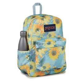 JanSport SuperBreak Plus Backpack with Padded 15-inch Laptop Sleeve and Integrated Bottle Pocket - Spacious and Durable Daypack for Work and Travel - Surreal Sunflowers​ Blue Dusk