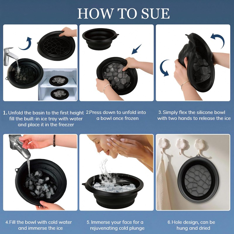 Dlyaua Face Bowl for Ice with Built-in Ice Tray –