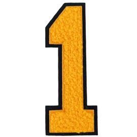 1 PCS 4.0" Yellow Chenille Number Patches, Iron on Patches for Hats Clothes Bags Backpacks Jeans, Pair with Initial Patches Large Varsity Letter,DIY Accessories (Yellow 1)