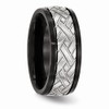 Stainless Steel Men's Matte Brushed Finish Black IP Grooved Wedding
