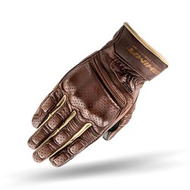 SHIMA Aviator Men's Leather Motorcycle Gloves Custom Summer Motorcycle Gloves (S-XXL, Brown), Size XXL