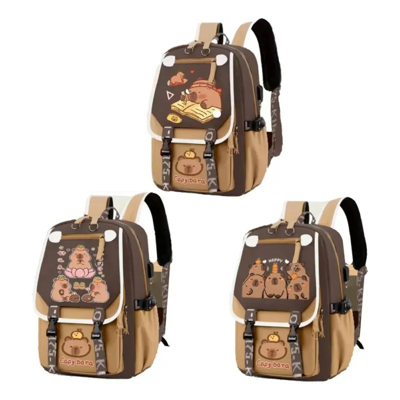 Bonita Bolsa De Capibara Con Gorra Grande Para Niñas Adolesc
