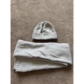 Tiffany & Co Cashmere Embroidered Scarf And Beanie Grey Onesize