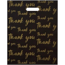 Premium Black 12x15 Merchandise Bags - Bulk Thank You Bags for Business, Retail Store Supplies, Boutique Shopping Bags - Plastic Bags with Handles for Thank You Gifts and Retail Bags (25 Pack)