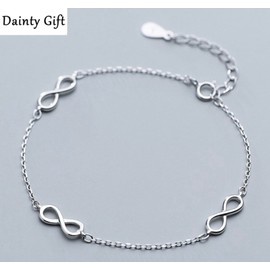 TOP LINE JEWELRY Women Girl 925 Sterling Silver Love Infinity Link Chain Hand Bracelet 6.25-7.3"