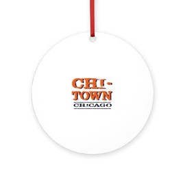 CafePress Chicago CHI Town Round 4" MDF Holiday Ornament