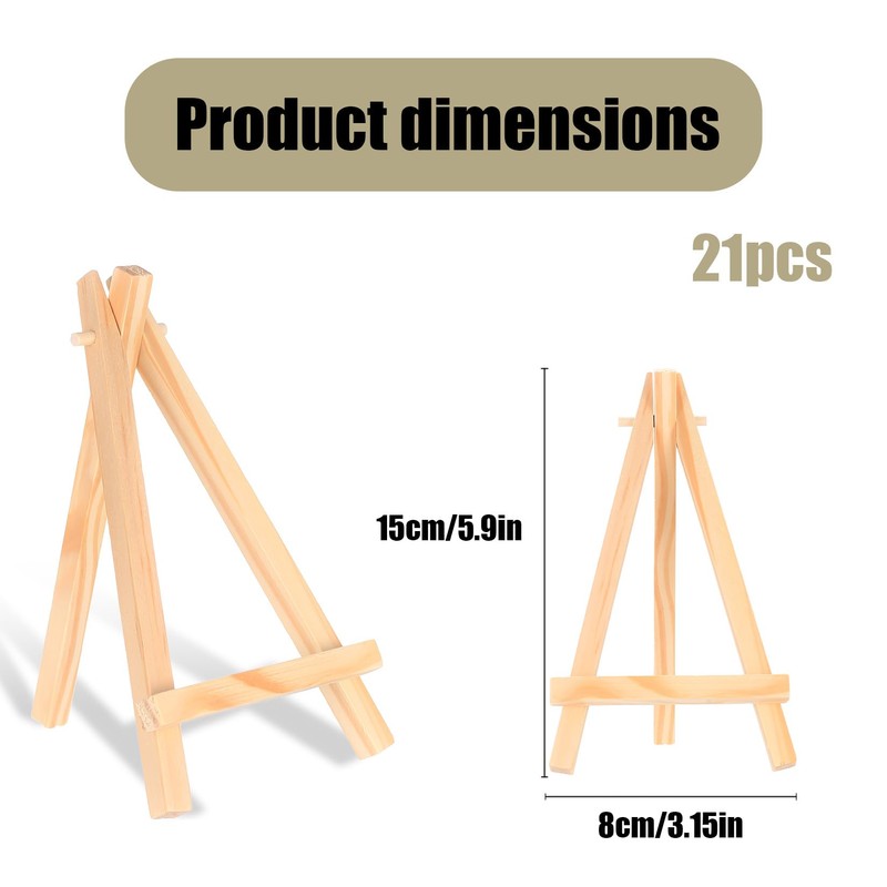 21 Pcs Mini Easel Stand for Display, Wooden Display Stands