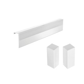 Upgraded 3 FT Base board Heater Cover with Left and Right Endcaps, Galvanized Steel Easy Slip-On Heater Cover for Replacing Old and Rusty Looking Electric and Hydronic Base board Heat Covers