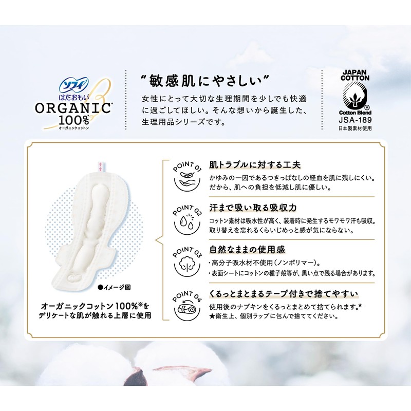 Sofy Hadaomoi Oganic Cotton, For Use at Night with Wings,