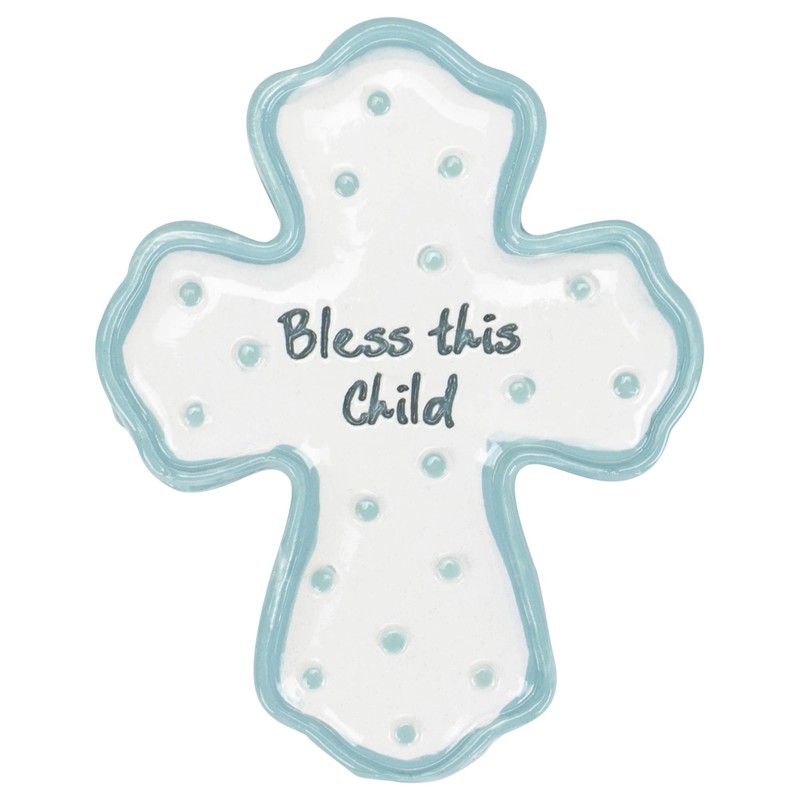 Roman Bless This Child Soft Blue Boy 1 inch Resin