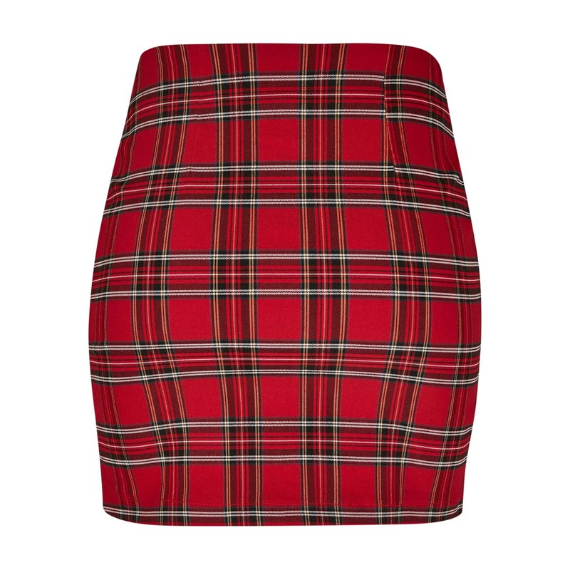 Urban Classics Women's Short Checker Skirt Dress, Multicoloured (Red/Blk 00200)
