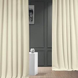 HPD Half Price Drapes FLCH-FM20128-96 Italian Faux Linen Curtain, 50 X 96, Gravity Ivory