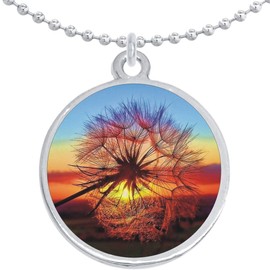 NewCharms Dandelion Wish Round Pendant Necklace Beautiful Fashion Jewelry