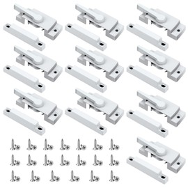 HIMOMO Window Sash Locks, 10 Pack Cam Action White Window Locks, Window Latches with Keeper Diecast Sliding Window Parts Replacement Sash Locks for Sliding Windows Double Hung Windows