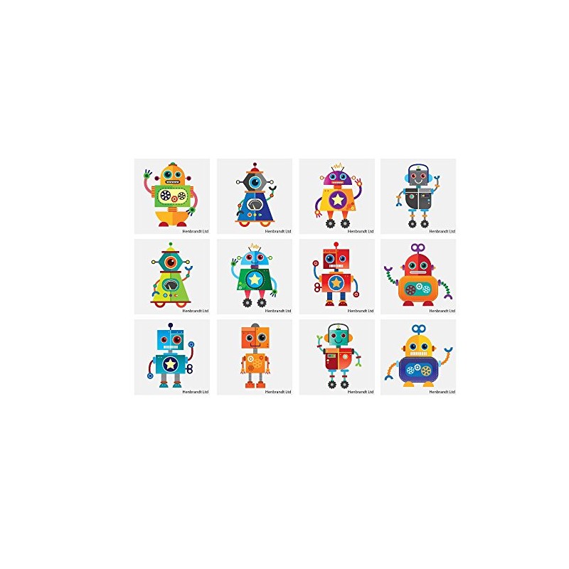 Henbrandt Robot Mini Tattoos - 12 Supplied - Great Party