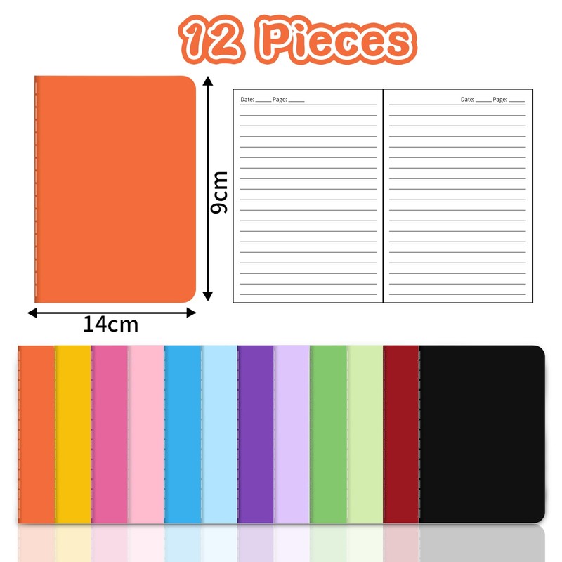 Yolistar Pack of 12 A6 Small Notebooks, Journal, Diary, Notepads,