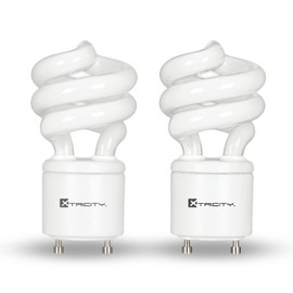 Xtricity Compact Fluorescent GU24 Light Bulb, T2 Spiral CFL, 2 Prong Light Bulbs, 2700k Soft White, 13W (60 Watt Equivalent), 900 Lumens, 120V, UL Listed (2 Pack)