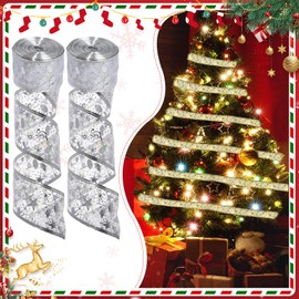 YASUOA Christmas Tree Ribbon Lights, 10 Meters LED Battery Operated Copper Wire Christmas Tree Ribbon String Lights, Two Flashing Modes LED Christmas Light for Christmas Wedding Birthday Garden Yard D