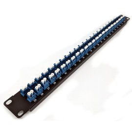 Ultra Spec Cables 1U 48port High Density Patch Panel, Loaded with LC Duplex Singlemode Blue Colored Adapters